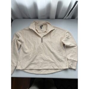 Sweaty Betty Cream Textured Half Zip Pullover Sweatshirt Women's US 10